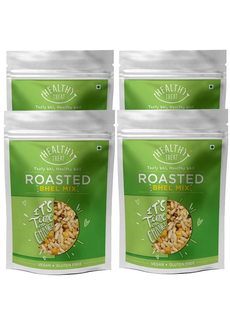 Healthy Treat Roasted Bhel Mix Combo 400gm (Pack of 4, 100 gm Each) | Oil-Free I Protein-Rich, Sugar Free Gluten Vegan - Indya