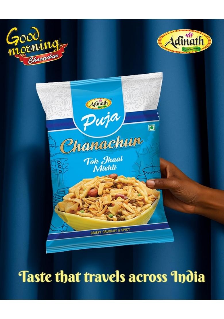 Good morning Puja Tok Jhal Mishti Kolkata Chanachur | Traditional Bengali Mixture Sweet, Spicy & Tangy Snack Namkeen 500g Pack