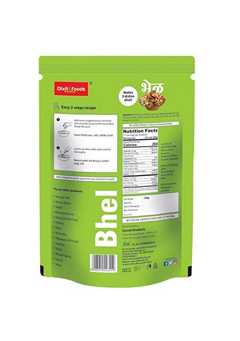 Dixit Foods Bhel | Ready to eat Mix 2 servings per pack,120g (Pack of 3)