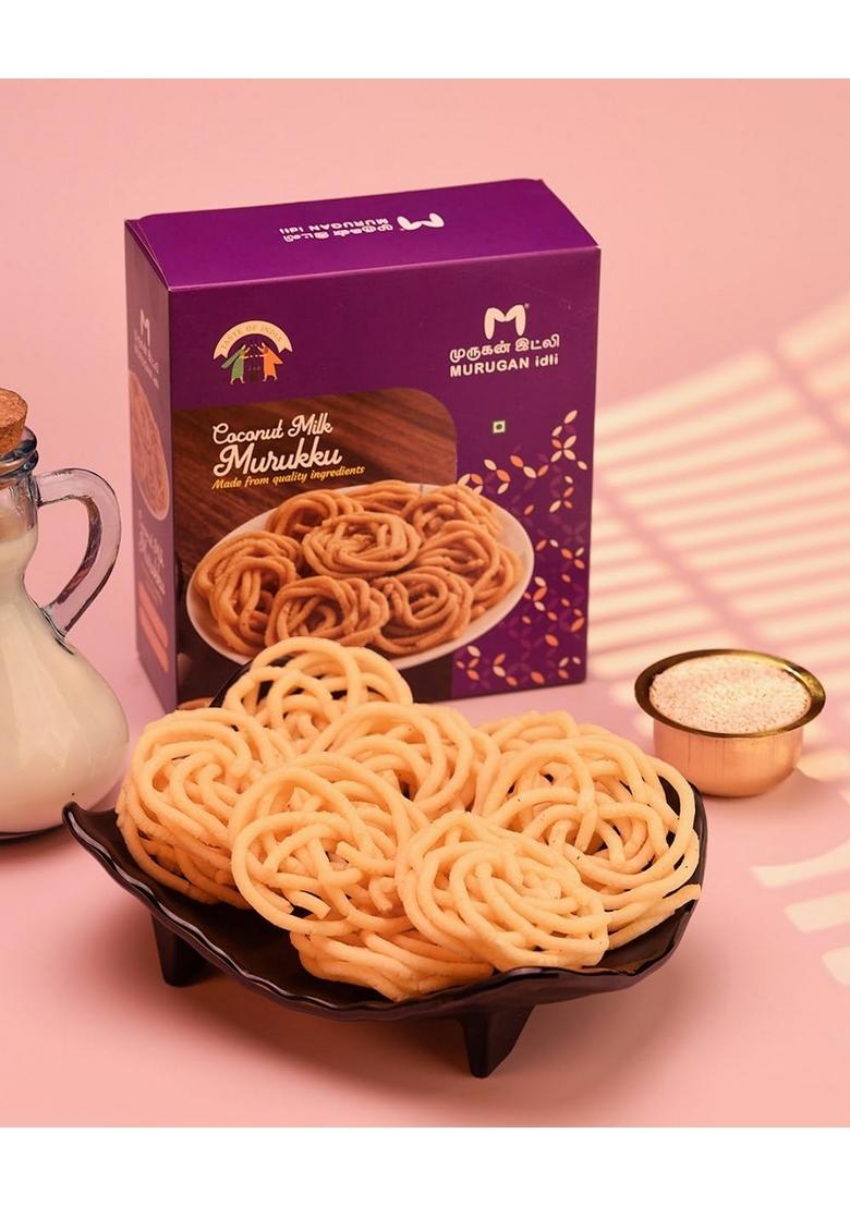 MURUGAN IDLI Coconut Milk Murukku 200gm | Crispy & Delicious Traditional Indian Namkeen Snack Perfect for Gifting, Festivals, and Tea Time