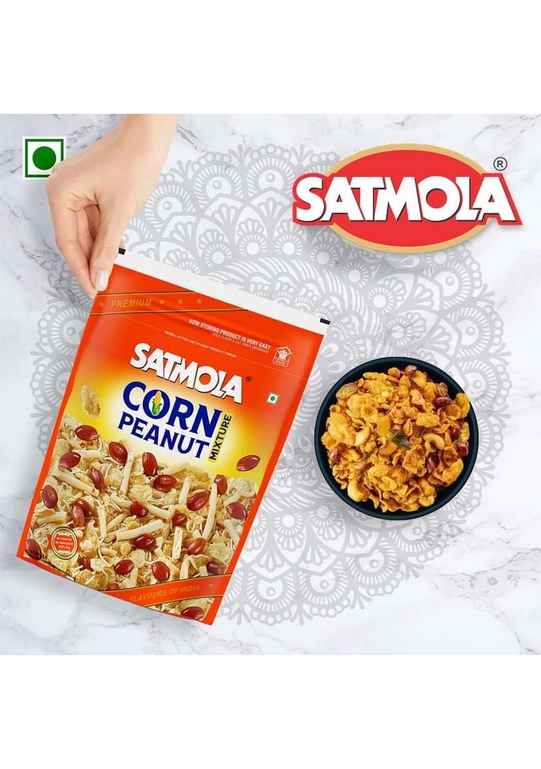 Satmola Corn Peanut Mixture | All Time Favourite Ready to Eat Namkeen Crispy & Light Snacks- Pack of 2, 380g Each