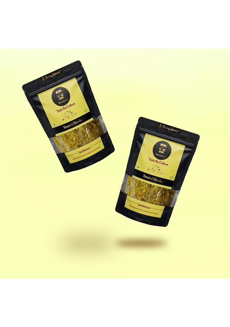 Being Bania Special Chiwda | Lite Chidwa Chivda Diet Mixture Famous Indian Snack Roasted Namkeen No preservatives All natural and Fresh 150g (Pack of 2)