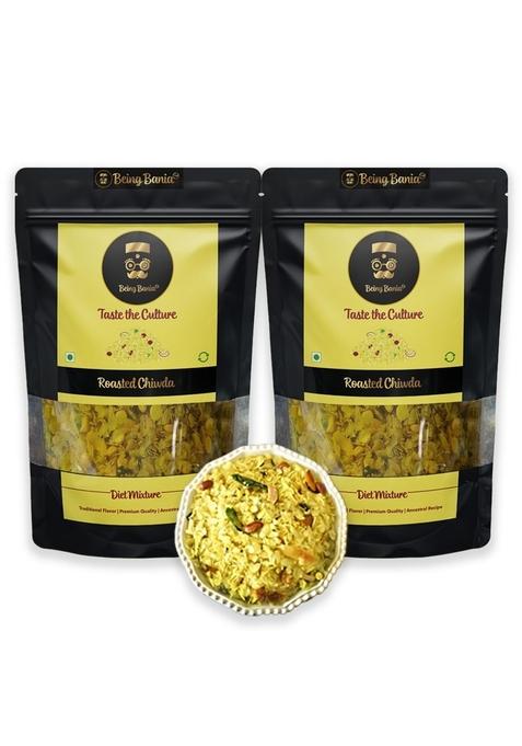 Being Bania Special Chiwda | Lite Chidwa Chivda Diet Mixture Famous Indian Snack Roasted Namkeen No preservatives All natural and Fresh 150g (Pack of 2)