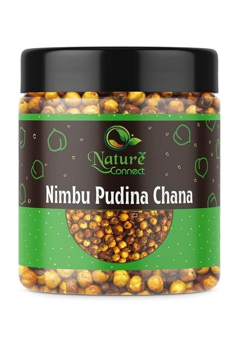 Nature Connect Roasted Nimbu Pudina Masala Chana 200 gm Gluten Free, Vegan Snack Spicy Namkeen [Jar Pack]