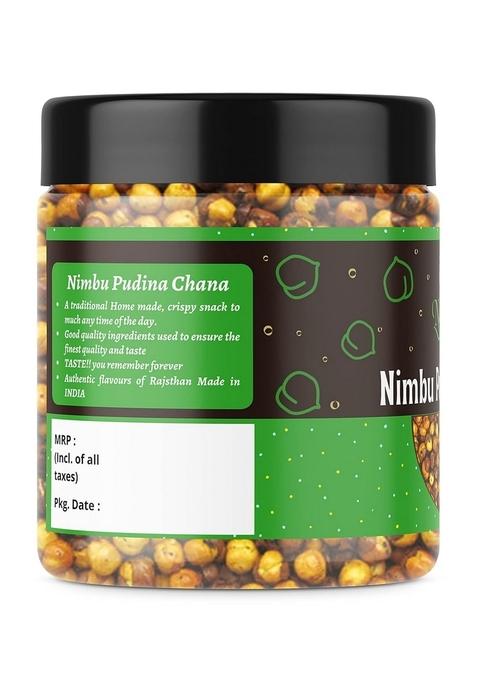 Nature Connect Roasted Nimbu Pudina Masala Chana 200 gm Gluten Free, Vegan Snack Spicy Namkeen [Jar Pack]