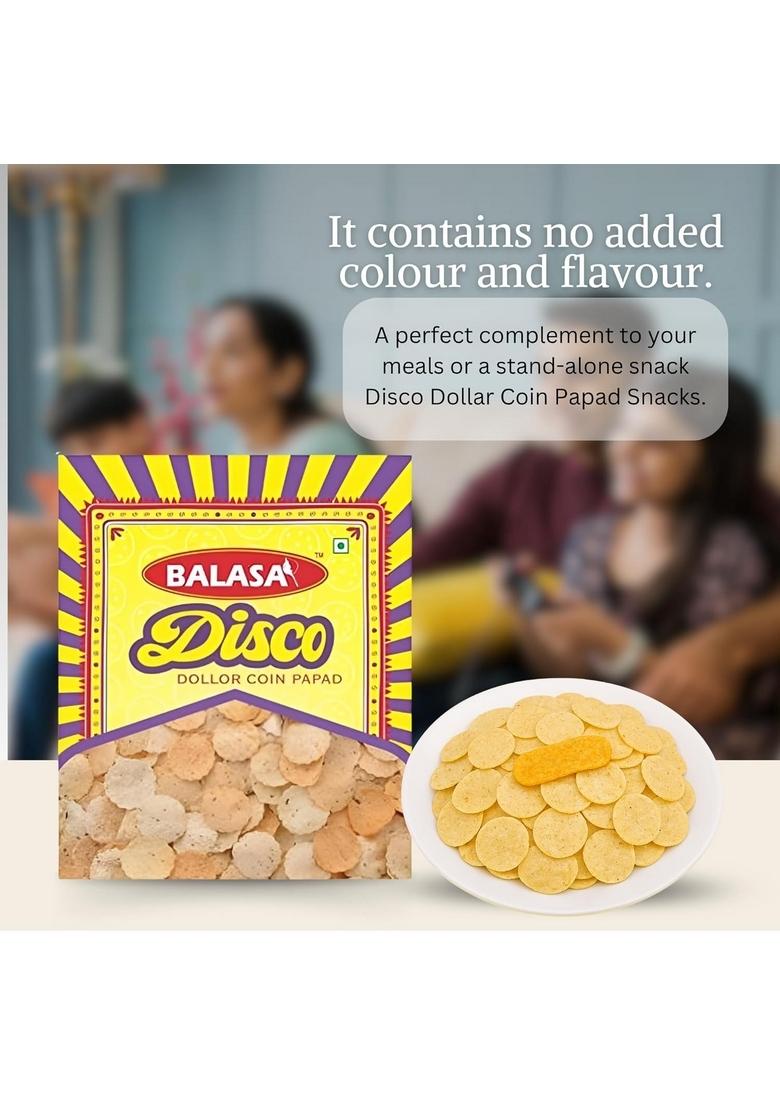 Balasa Urad Dal Papad Mini 400g | Coin Ready to Fry Pepper Flavour Snack Items for Eating Fresh & Homemade