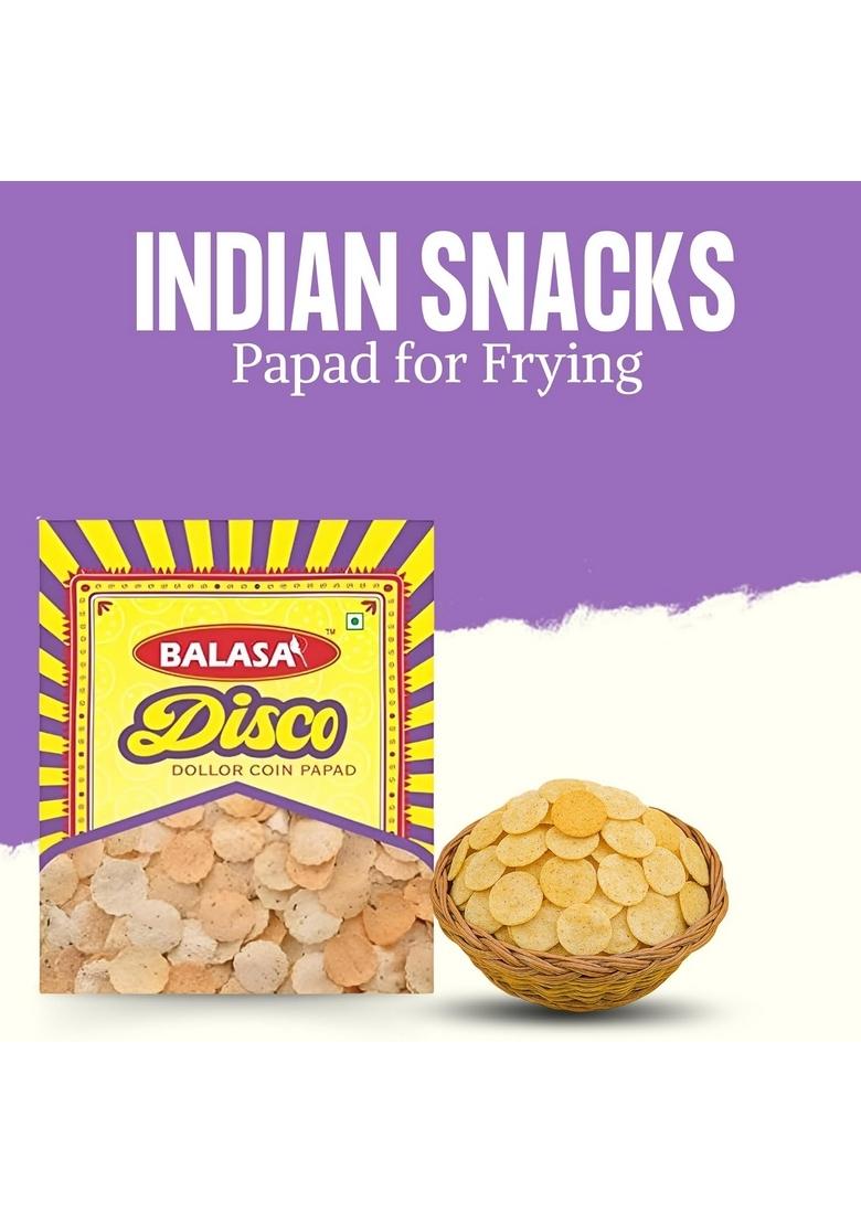 Balasa Urad Dal Papad Mini 400g | Coin Ready to Fry Pepper Flavour Snack Items for Eating Fresh & Homemade