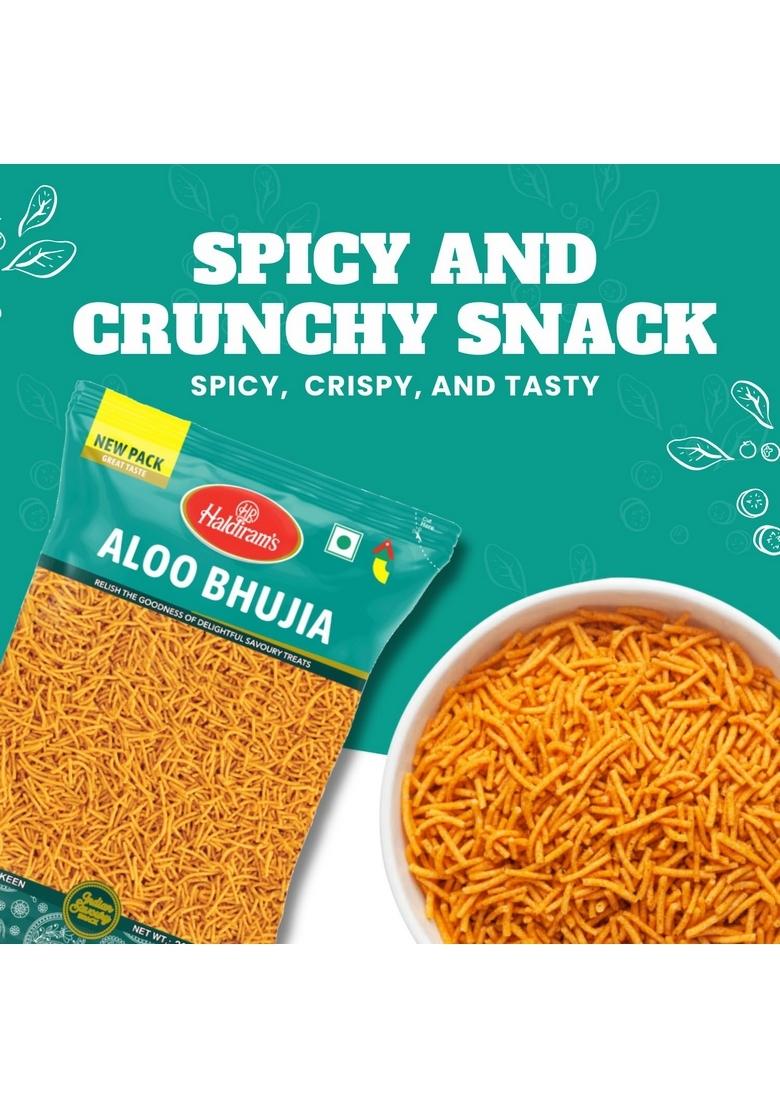 Haldiram's Aloo Bhujia 200g X 5 | All Time Favourite Perfect Tea-Time Ready to Eat Crispy & Light Snacks Spicy Tadka Indian Namkeen Savouries 1 Kg