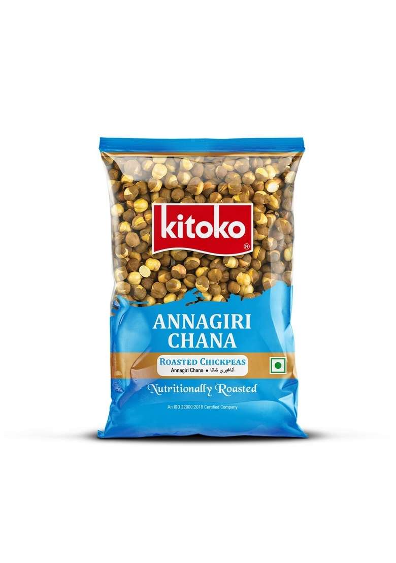 KITOKO FOODS Roasted Annagiri Chana Unsalted (500gm), Plain Desi Chickpeas With Skin, Bhuna Namkeen Snacks, Organic Whole Daria, 100% Healthy & Gluten-Free (500g, chana) - Indya