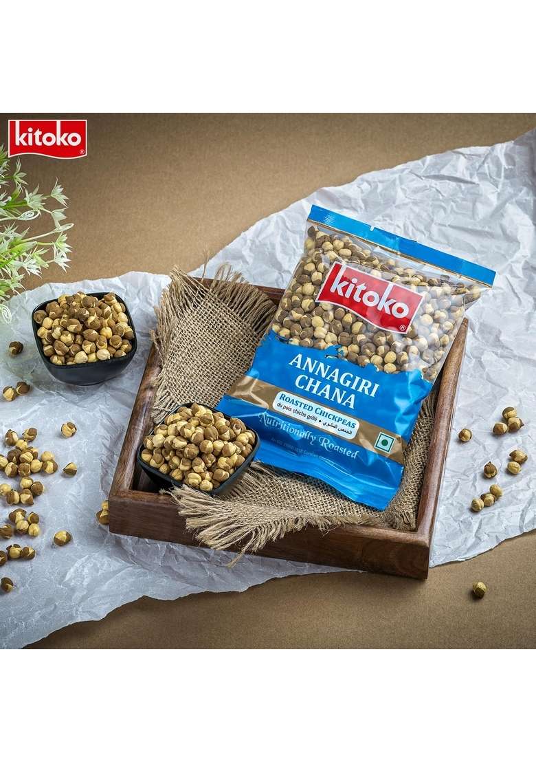 KITOKO FOODS Roasted Annagiri Chana Unsalted (500gm), Plain Desi Chickpeas With Skin, Bhuna Namkeen Snacks, Organic Whole Daria, 100% Healthy & Gluten-Free (500g, chana) - Indya