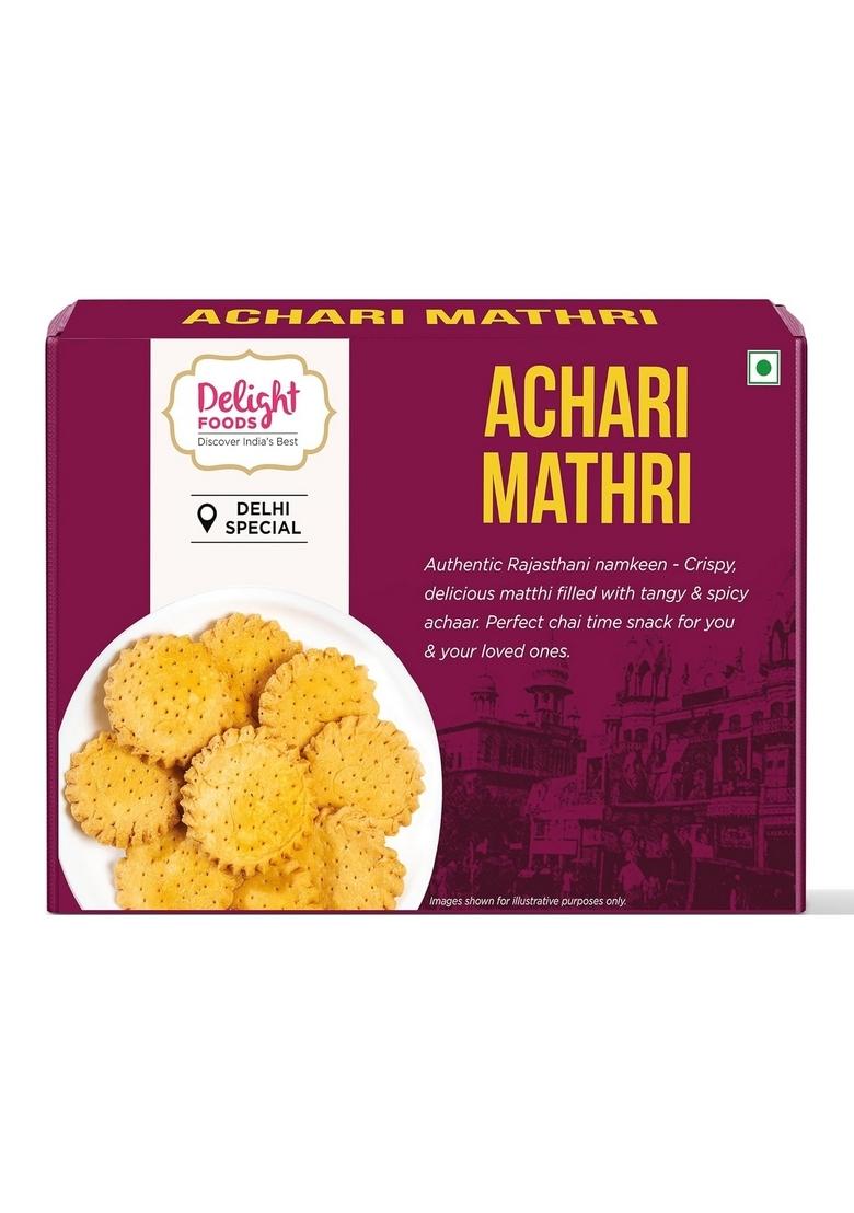 Delight Foods Achari Mathri(300G)|Ready To Eat Evening Tea Time Snacks|Healthy|Crispy|Namkeen|Indian Matthi Snacks