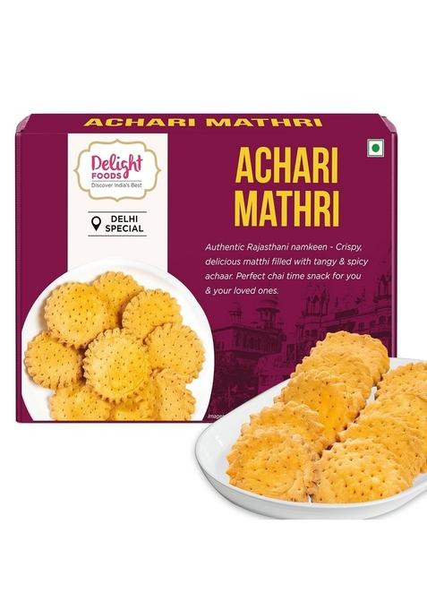 Delight Foods Achari Mathri(300G)|Ready To Eat Evening Tea Time Snacks|Healthy|Crispy|Namkeen|Indian Matthi Snacks