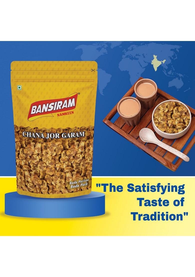 BANSI RAM Bansiram Namkeen | Chana Jor Garam Spicy & Crunchy Roasted Chickpeas Protein-Rich Indian Snack Tangy Flavorful Ready-to-Eat Tea-Time Munchies 200g Pack