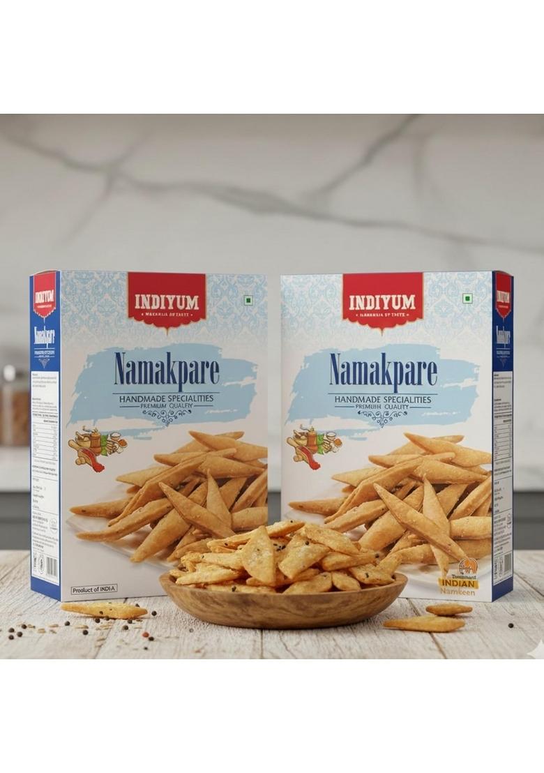 Indiyum Namakpare | HandMade Specialities Crispy Tea Time Snack Shankarpali/Tukkudi/Nimkin/Matar 600g (300g x 2)