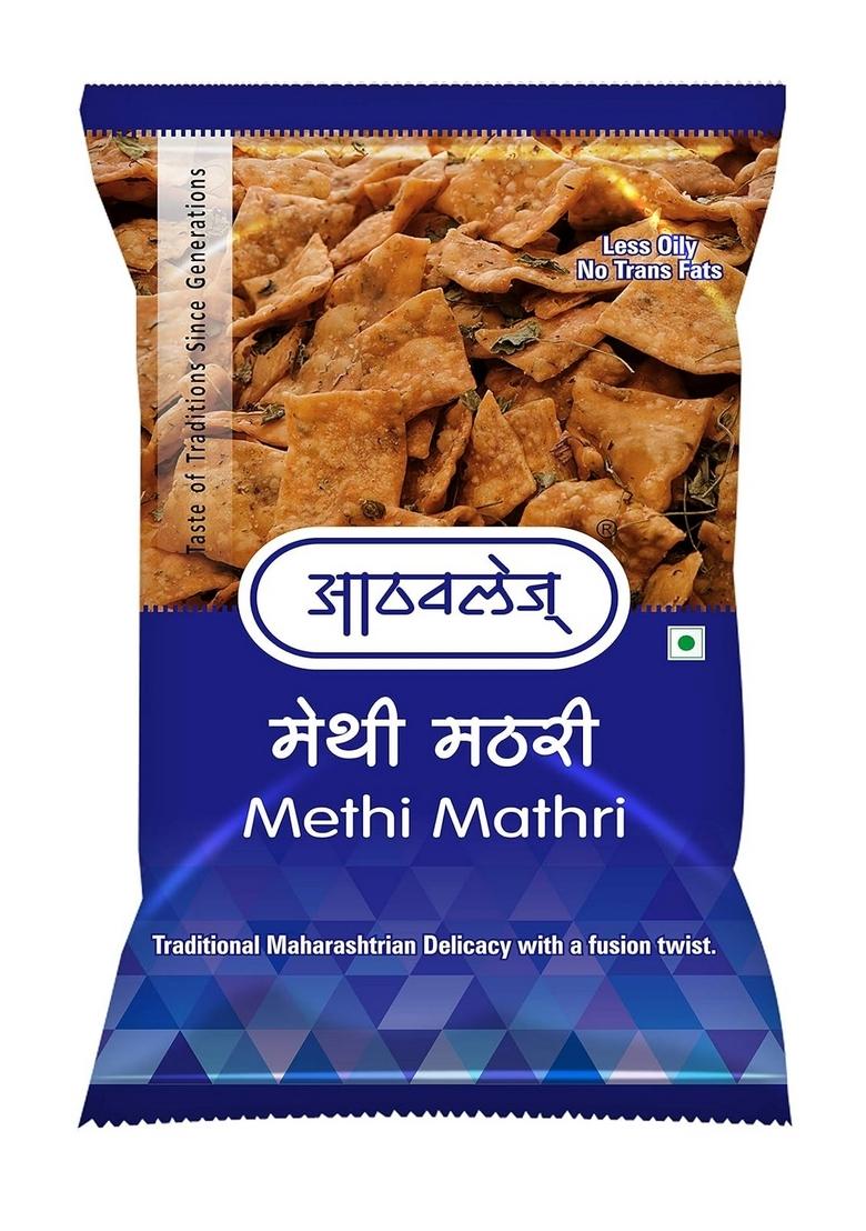 Athavale's Methi Mathri Chips | Tea time snacks Namak para namkeen crispy snacks| 2 Packs of 200g Bites