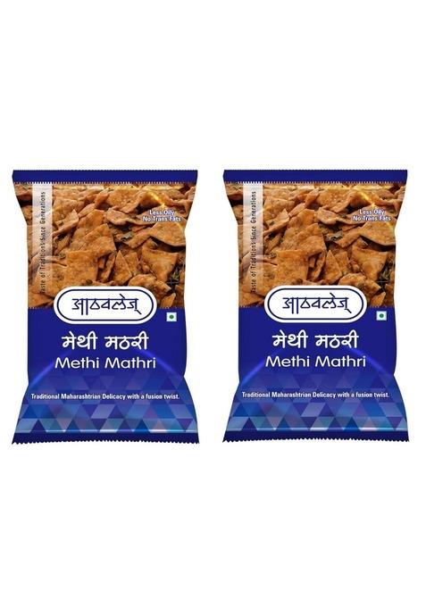 Athavale's Methi Mathri Chips | Tea time snacks Namak para namkeen crispy snacks| 2 Packs of 200g Bites