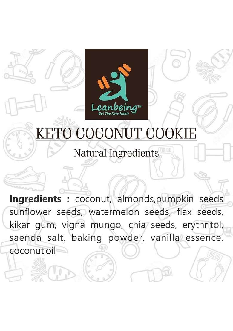 LEANBEING Keto Cookie Coconut (500Grams) | Ultra Low Carb Friendly Snack Gluten Free Zero Sugar Pack of 1 - Indya