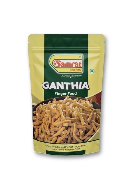 SAMRAT Ganthia Finger Food Crispy & Salted Gujarati Namkeen Snack | Ready-to-Eat Traditional Indian Farsan for Tea Time, Festivals Parties (Pack of 2 (2 x 220g), Ganthia)