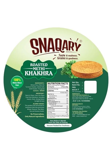 Snaqary All In 1 Whole Wheat Flour Khakhra with Roasted Methi