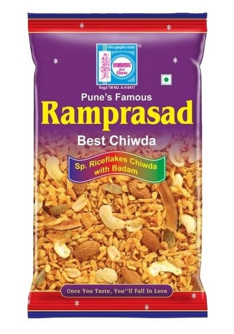 RAMPRASAD BEST CHIWADA Chiwda- Special Riceflakes with Badam |quick snacking |Namkeen |(250gm, Pack of 2)