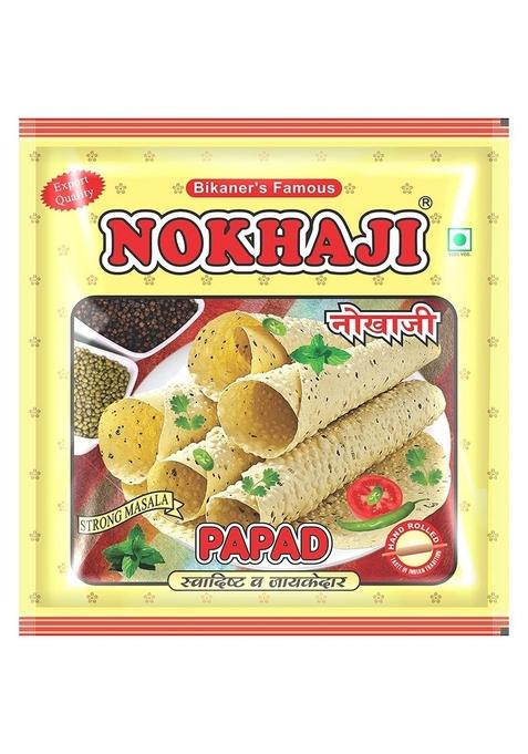 NOKHAJI Bikaner's Famous Aslee Bikaneri - Strong Masala Small Size Papad Asli Swad Vegetarian Indian 200gm (Pack of 1)