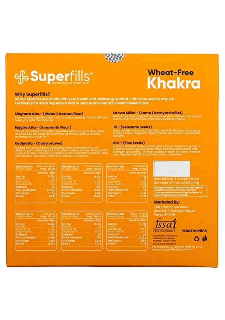 Superfills Wheat-Free Panipuri Khakra - 200gm | Diet Snack for Weight Loss Ready to Eat, Roasted Traditional Gujarati Handmade No Garlic & Onion Perfect Chai Time (Pack of 1) - Indya