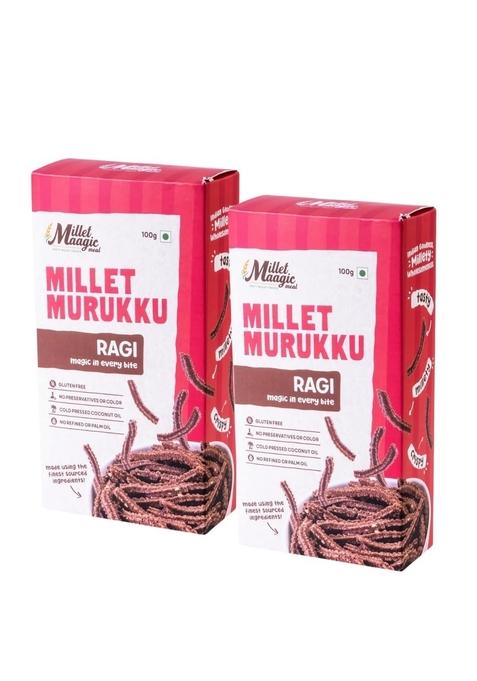 MILLET MAAGIC MEAL TASTY TREATS Ragi Murukku - 100 G (Pack of 2) | Crispy & Chakli Gluten-Free Snack No Palm Oil Made with Cold-Pressed South Indian Namkeen