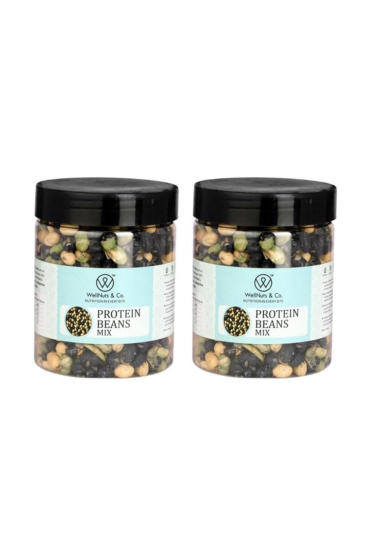 WellNuts & Co. Protein Beans Mix | High-Protein Roasted Legumes Snack Healthy, Gluten-Free, Vegan Superfood Ideal for Office, Gym, Travel 200g Pack of 2