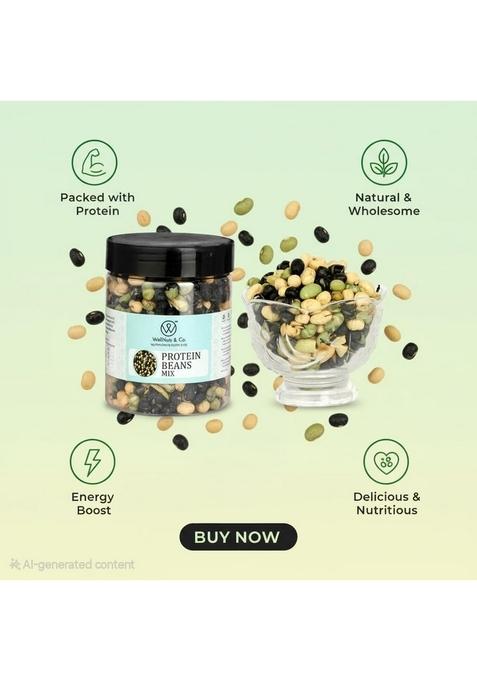 WellNuts & Co. Protein Beans Mix | High-Protein Roasted Legumes Snack Healthy, Gluten-Free, Vegan Superfood Ideal for Office, Gym, Travel 200g Pack of 2
