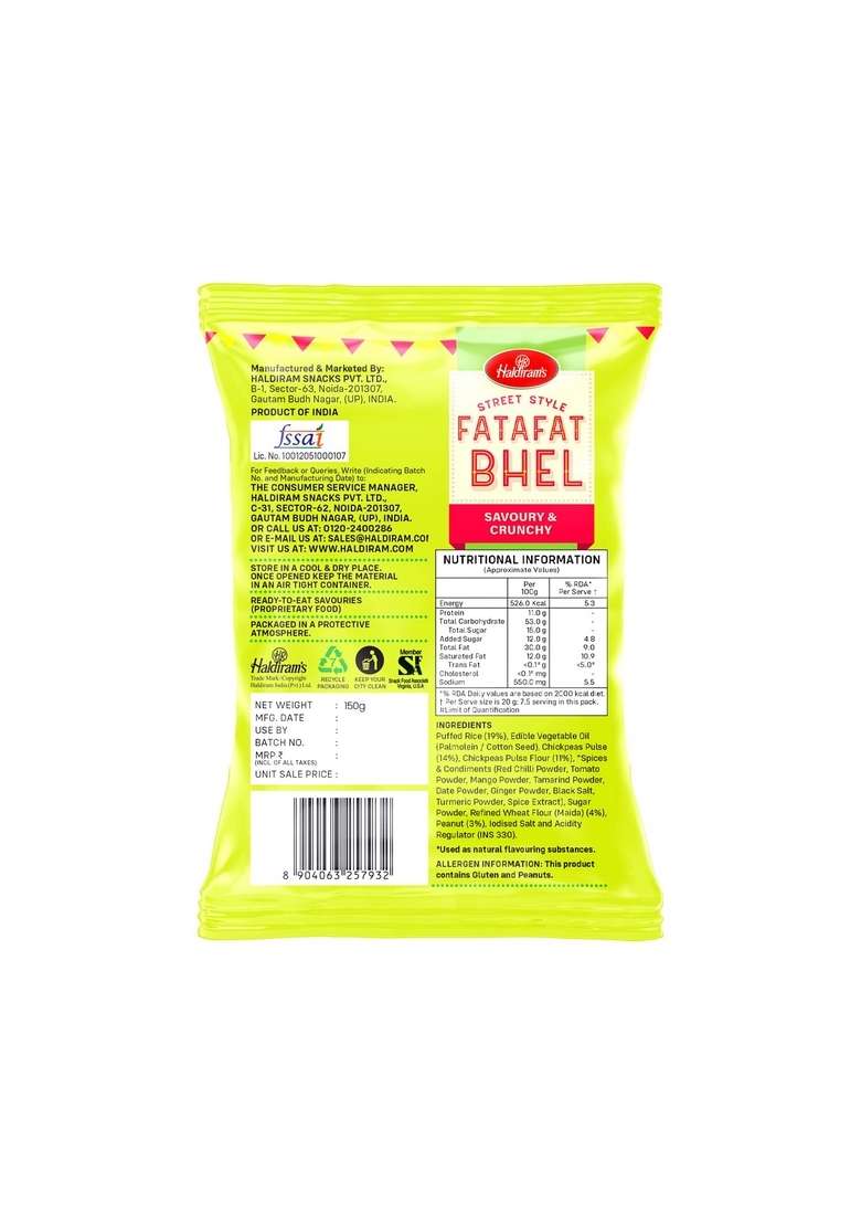 Haldirams Fatafat Bhel, 150g - Indya