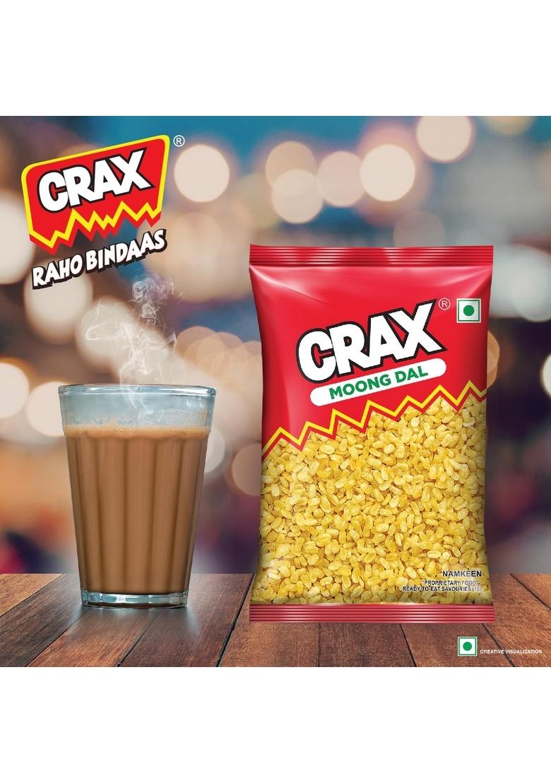 CRAX Moong Dal Namkeen 160g/171g ||Crunchy & Spicy Bhujia Snack|Indian Namkeen|Spicy Tadka|Social Gatherings,Fun Snack|Crunchy Gourmet Snacks for Parties,Drinks,Tea Coffee|100% Vegetarian (Weight may vary)