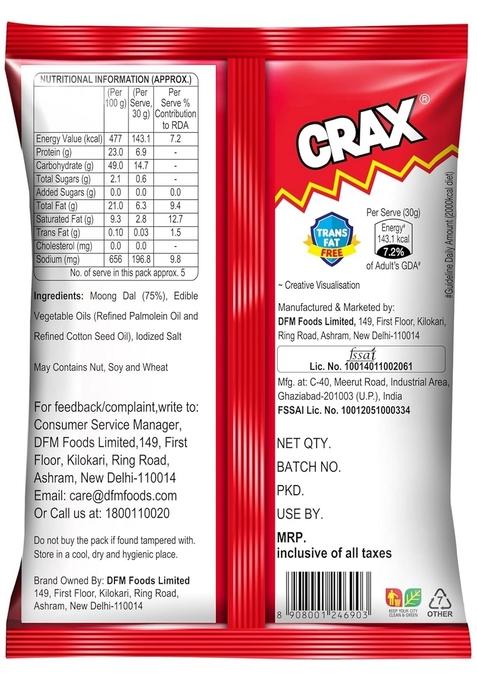 CRAX Moong Dal Namkeen 160g/171g ||Crunchy & Spicy Bhujia Snack|Indian Namkeen|Spicy Tadka|Social Gatherings,Fun Snack|Crunchy Gourmet Snacks for Parties,Drinks,Tea Coffee|100% Vegetarian (Weight may vary)