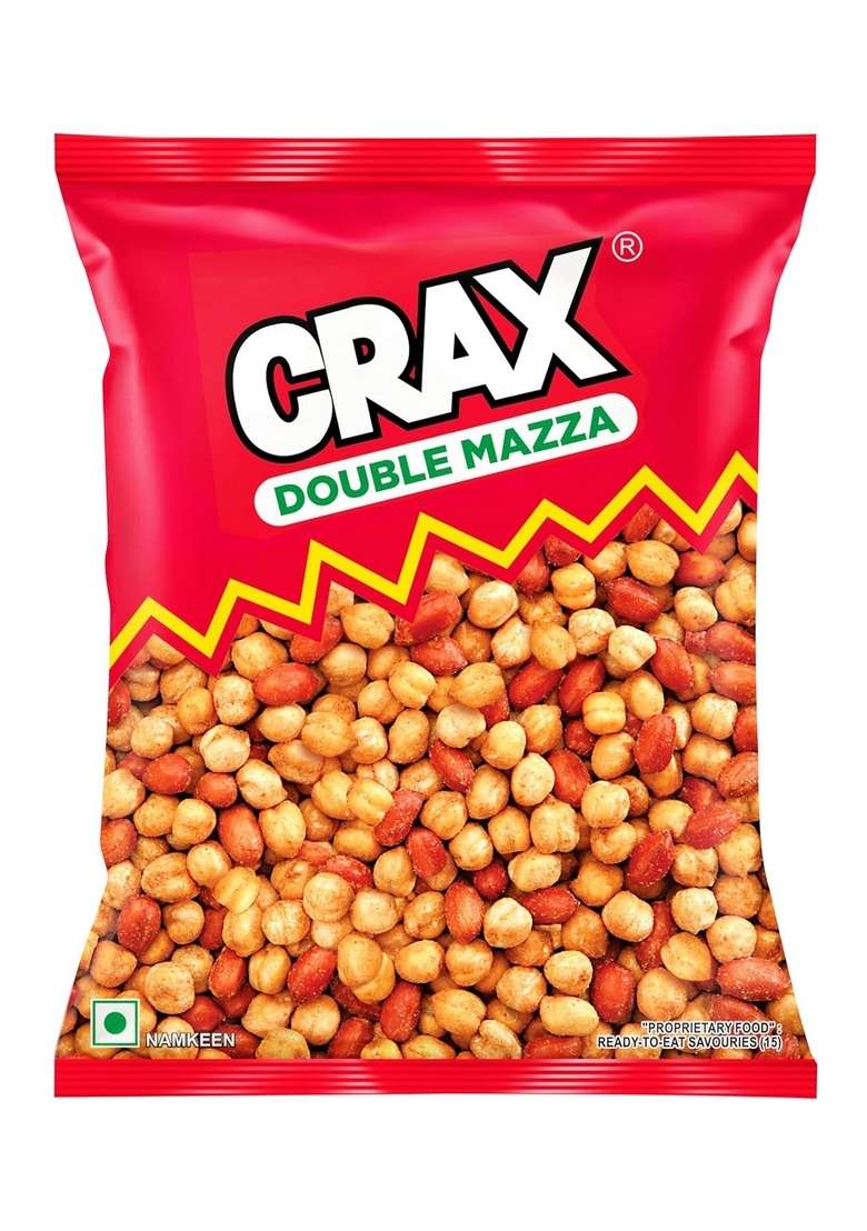 CRAX Double Mazza Namkeen 160g/171g |Crispy Crunchy, Protein-Packed | Roasted Peanuts & Chana Healthy Tasty Snack Spicy Tadka Indian Social Gatherings, Fun Crunchy Gourmet Snacks for Parties, Drinks, Tea Coffee 100% Vegetarian (Weight may vary) - Indya