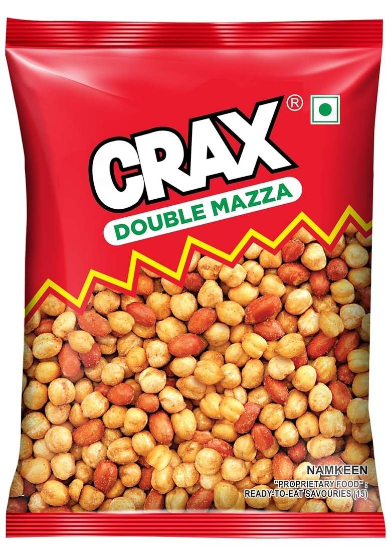 CRAX Double Mazza Namkeen 160g/171g |Crispy Crunchy, Protein-Packed | Roasted Peanuts & Chana Healthy Tasty Snack Spicy Tadka Indian Social Gatherings, Fun Crunchy Gourmet Snacks for Parties, Drinks, Tea Coffee 100% Vegetarian (Weight may vary) - Indya