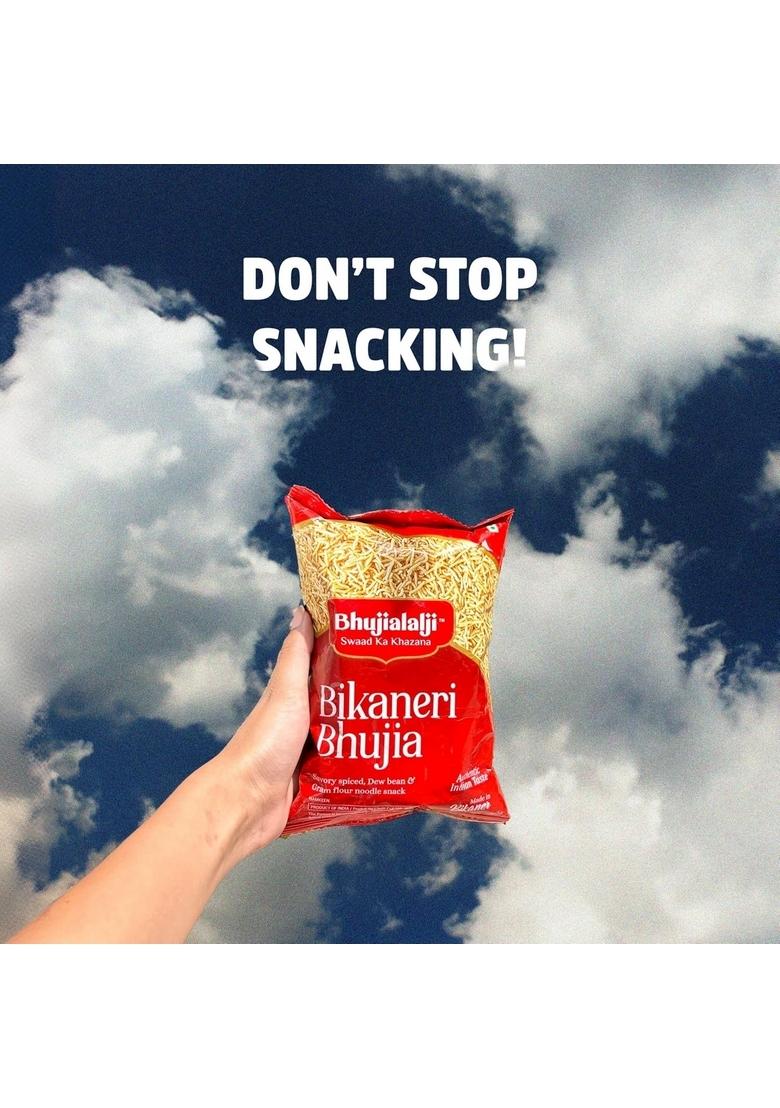 BHUJIALALJI Bikaneri Bhujia, 400g, Namkeen Snacks Tasty & Crunchy Tea-time Namkeen, All time favourite indian snacks/Namkeen, Ready to eat, Crispy Light snacks, Pack of 1