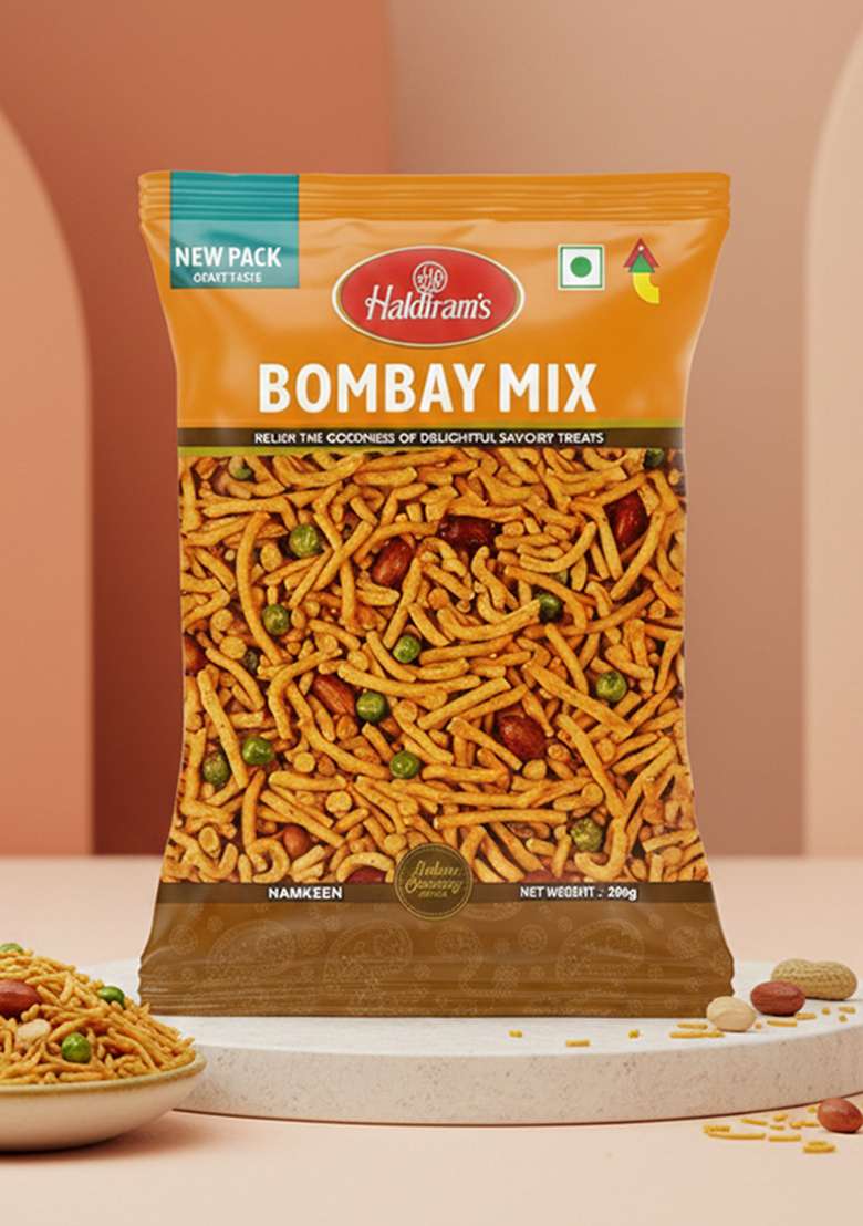 Haldiram’s Bombay Mixture | Style Snacks Namkeen Salty and Spicy in Flavour No Preservatives Vegetarian Zero Cholesterol| 200g - Indya