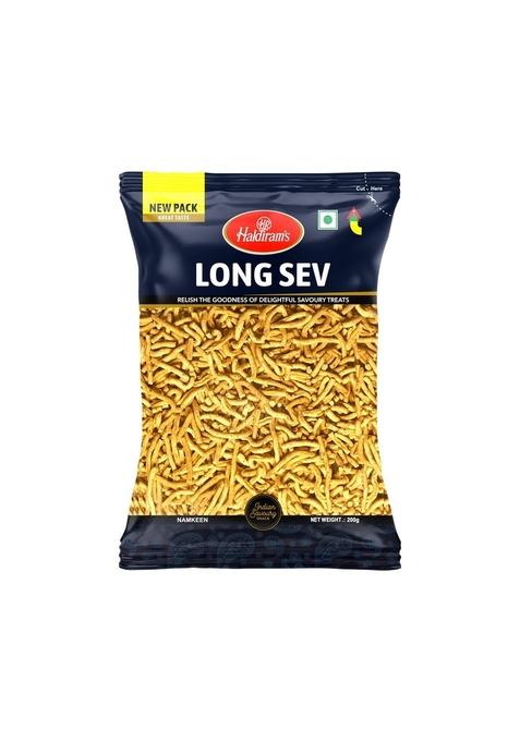 Haldiram's Long Sev | Crispy & Crunchy Traditional Made with All Natural Ingredients Lightly Spiced Flavorful Perfect Topping for Foods |200 gms