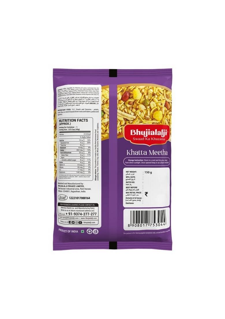 BHUJIALALJI Khatta Meetha (pack of 1) 150g | Namkeen Snacks Tasty & Crunchy Tea-time All time favourite indian snacks/Namkeen Ready to eat Crispy Light snacks.