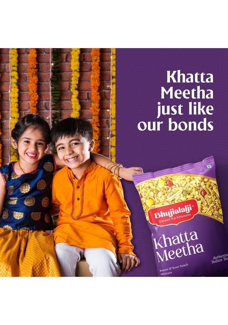 BHUJIALALJI Khatta Meetha (pack of 1) 150g | Namkeen Snacks Tasty & Crunchy Tea-time All time favourite indian snacks/Namkeen Ready to eat Crispy Light snacks.