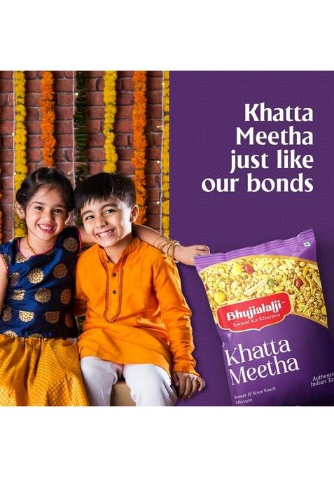 BHUJIALALJI Khatta Meetha (pack of 1) 150g | Namkeen Snacks Tasty & Crunchy Tea-time All time favourite indian snacks/Namkeen Ready to eat Crispy Light snacks.