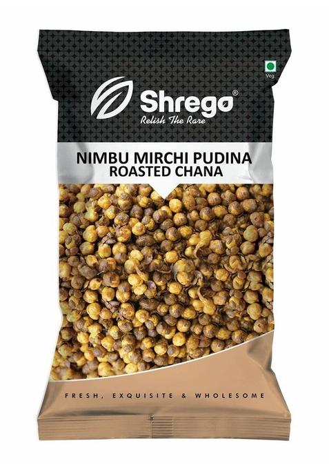 SHREGO Nimbu Mirchi Pudina Roasted Chana, Snack and Namkeen, Vacuum Packed (150 Gm)
