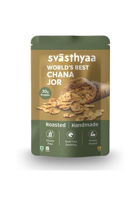 SVASTHYAA - Chana Jor Garam 220gm Roasted Chanachur Namkeen, Healthy Snacks No Palm Oil Certified Organic Chana, Sea Salt, Rock Hing, Sunflower (used for spraying masala) Pack of 1