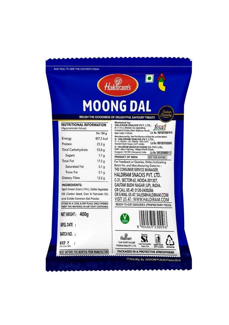 Haldirams Namkeen - Moong Dal, 400 gram - Indya