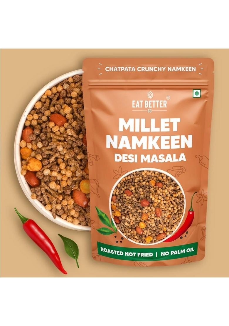 EAT BETTER CO Millet Namkeen Desi Masala Chatpata, Healthy Snack Roasted, Not Fried | No Palm Oil Replacement of Chips & Bhujia 100 grams