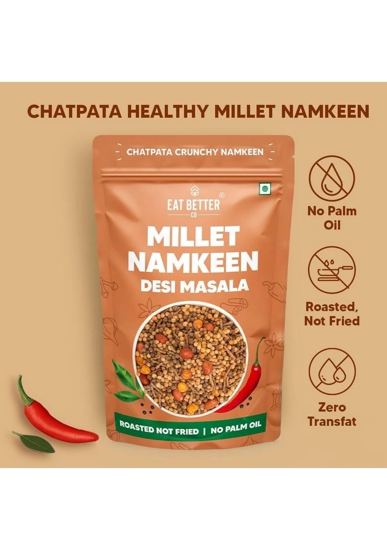 EAT BETTER CO Millet Namkeen Desi Masala Chatpata, Healthy Snack Roasted, Not Fried | No Palm Oil Replacement of Chips & Bhujia 100 grams