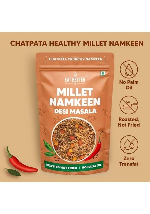 EAT BETTER CO Millet Namkeen Desi Masala Chatpata, Healthy Snack Roasted, Not Fried | No Palm Oil Replacement of Chips & Bhujia 100 grams