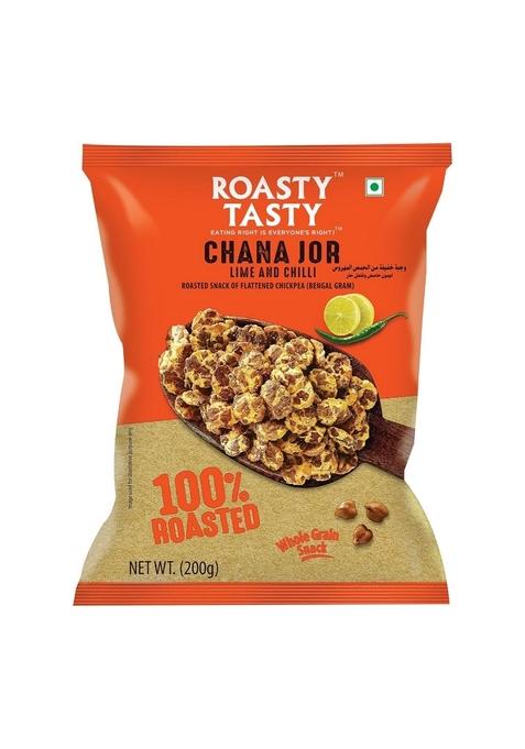 Roasty Tasty Roasted Chana Jor Lime & Chilli Whole Grain Indian Snacks- 200g |No MSG | Zero Cholesterol Trans Fat Diet Namkeen Gluten Free Ready-to-eat High in protein Export Quality