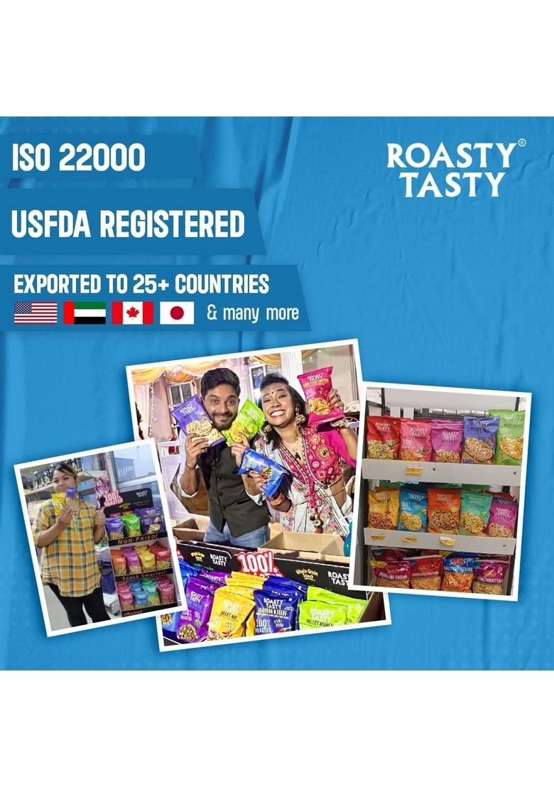 Roasty Tasty 5 Grain Mix Multigrain Mixture Roasted Snack 340g | Healthy Palm Oil Free Namkeen Ideal Millet for Kids & Adults Low Calorie Snacks