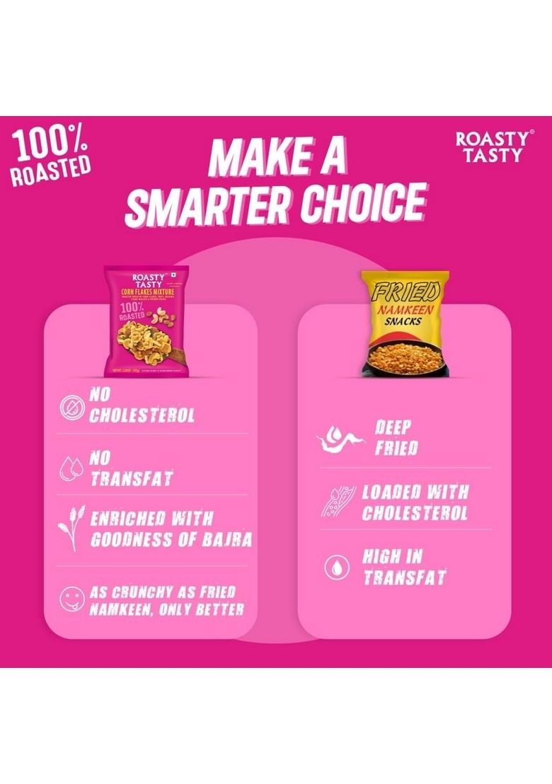 Roasty Tasty Cornflakes Mixture Roasted Namkeen 200g | Palm Oil Free Snack Replacement of Fried & Bhujiya Ideal Millet Low Calorie Snacks