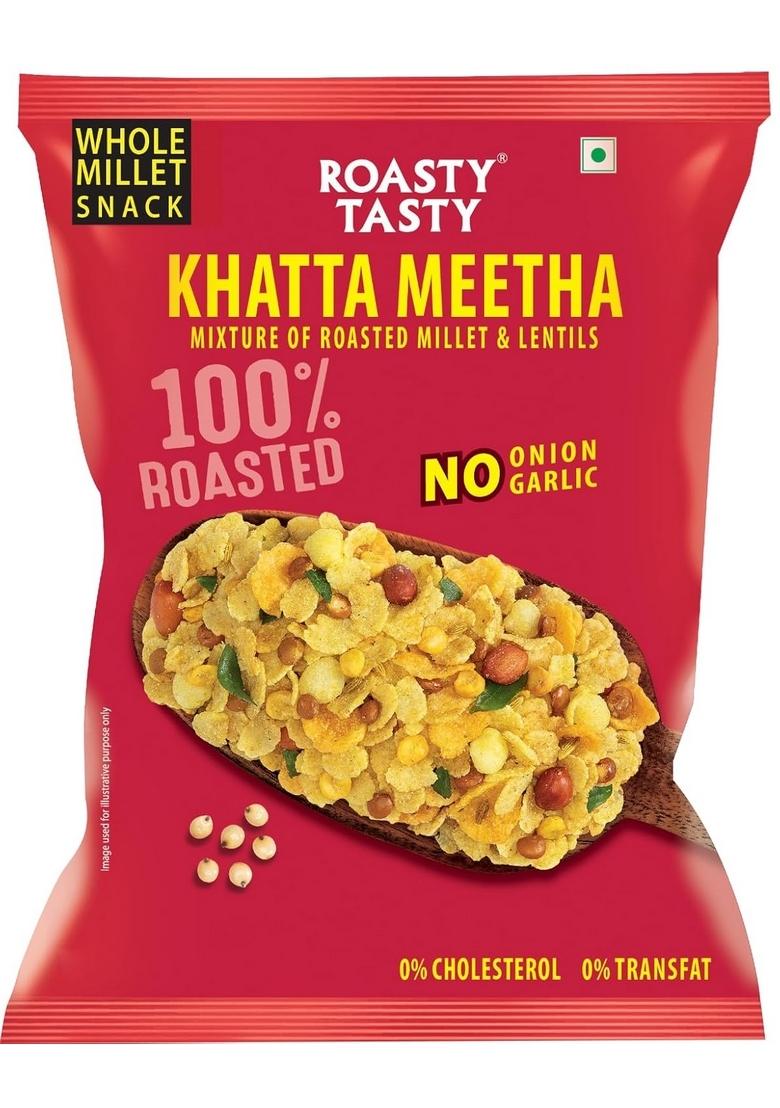 Roasty Tasty Khatta Meetha Roasted Millet Namkeen Snack 200gm | Oil-Free, For Kids No Onion, Garlic Healthy Snacks